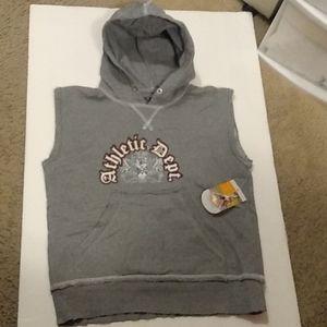 C) Athletic works sleeveless decorated spring like hoodie grey 100% Cotton XS